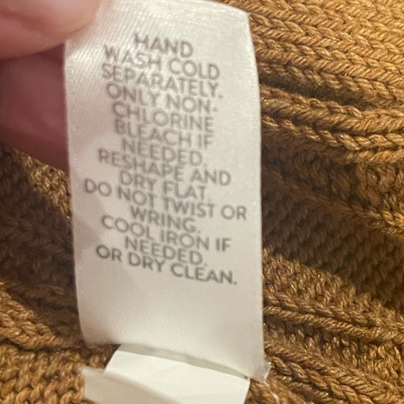 J.Jill Open Front Cable Knit Cardigan Long Sweater, 3/4 Sleeves, Honey Brown, M - Picture 7 of 15